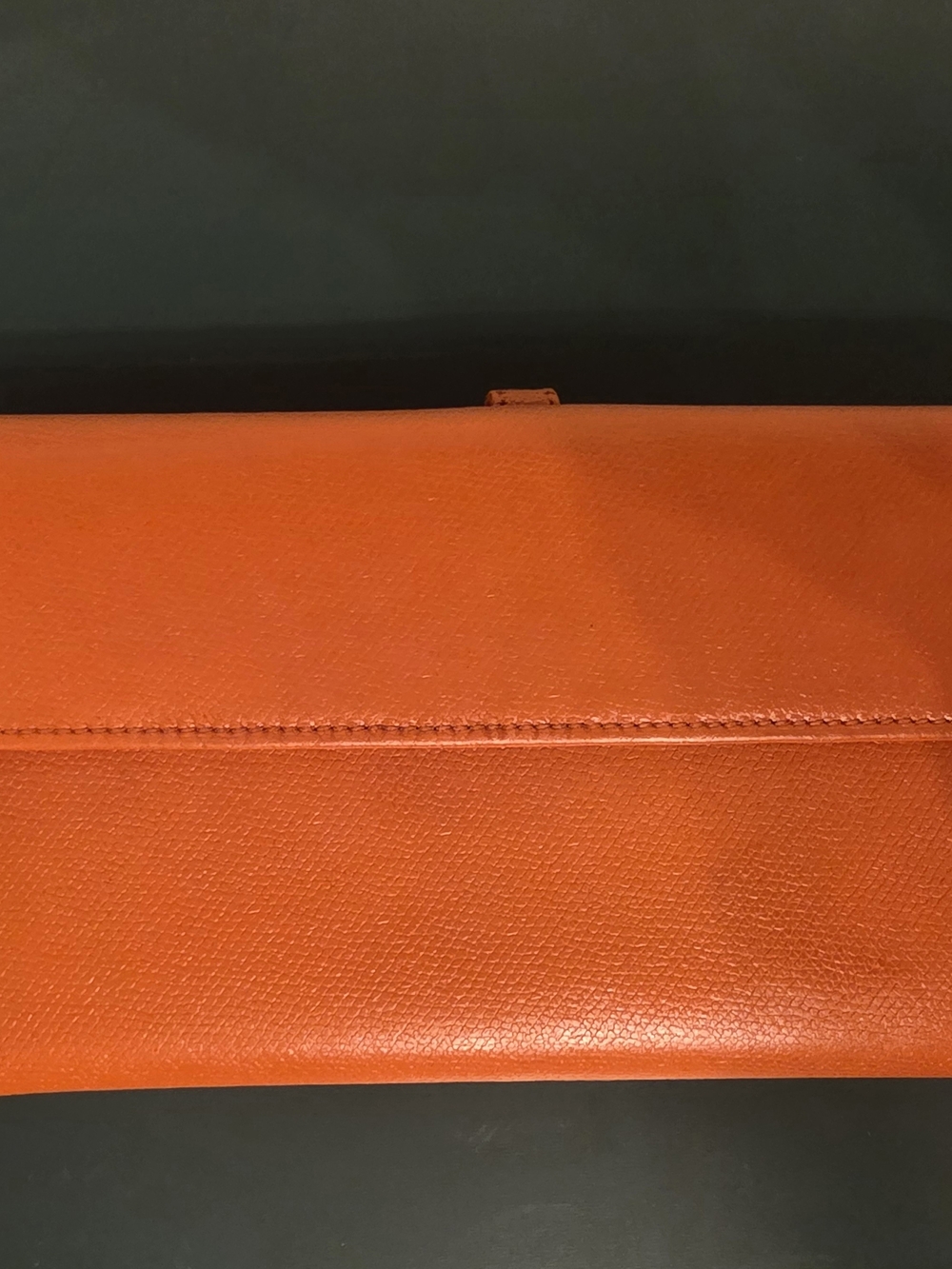 CHANEL Orange Textured Leather Continental Wallet with CC Snap - Picture 3 of 8